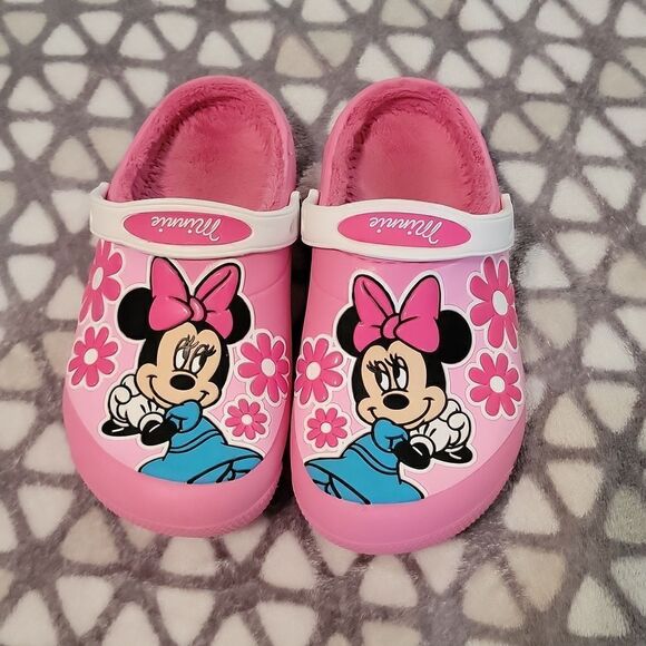 Crocs Classic Lined Disney Minnie Mouse Clog Pink Shoes Size Junior Youth 2 - Picture 2 of 13